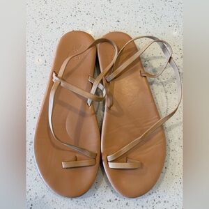 Ancient Greek Sandals Leather Toe-Loop Sandals in Tan - Women size 42/11m